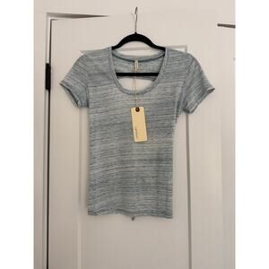 $108 New Lanston Revolve Cotton Modal Open Back Tie tee - blue - XS